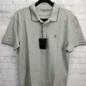 Short Sleeve Peace Sign Polo Shirt Gray